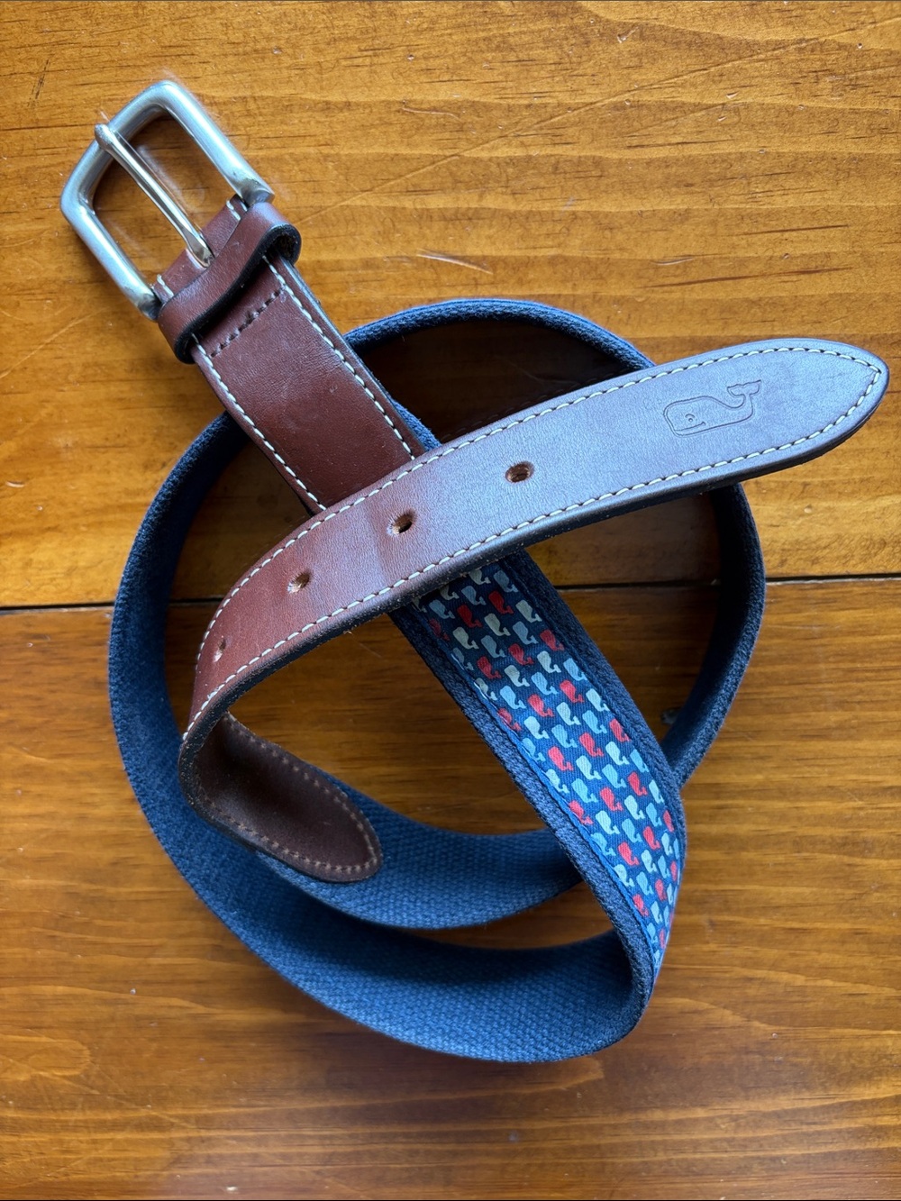 Vineyard Whale Canvas Club Belt Red/White/Blue